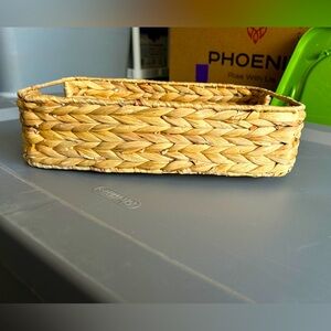 Water Hyacinth decorative storage basket. 12”x9”x3”